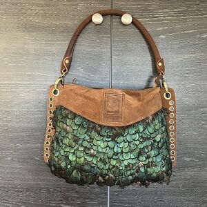 Marina Feather & Suede Shoulder Bag